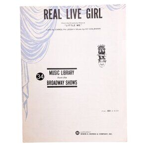 Vintage Real Live Girl Sheet Music Little Me Carolyn Leigh Coleman 1962 Musical